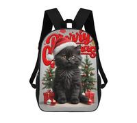 sinyumoney Backpacks Kids School Backpack Black Cat Merry Christmas School Bag 3D Printed School Bag for Boys Elementary And Middle School Students 17inch
