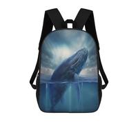sinyumoney Backpacks Kids School Backpack Blue Whale School Bag 3D Printed School Bag for Boys Elementary And Middle School Students 17inch