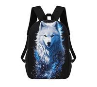 sinyumoney Backpacks Kids School Backpack Blue Wolf Splash Art School Bag 3D Printed School Bag for Boys Elementary And Middle School Students 17inch