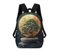 sinyumoney Backpacks Kids School Backpack Bonsai Tree with Golden Moon School Bag 3D Printed School Bag for Boys Elementary And Middle School Students 17inch
