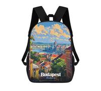 sinyumoney Backpacks Kids School Backpack Budapest, Hungary Cityscape Illustration School Bag 3D Printed School Bag for Boys Elementary And Middle School Students 17inch