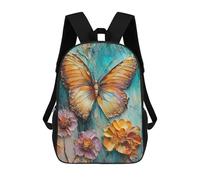 sinyumoney Backpacks Kids School Backpack Butterfly And Flowers Painting School Bag 3D Printed School Bag for Boys Elementary And Middle School Students 17inch