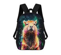 sinyumoney Backpacks Kids School Backpack Capybara Watercolor Art School Bag 3D Printed School Bag for Boys Elementary And Middle School Students 17inch