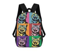 sinyumoney Backpacks Kids School Backpack Cat Andy Warhol Pop Art School Bag 3D Printed School Bag for Boys Elementary And Middle School Students 17inch