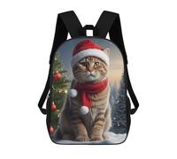 sinyumoney Backpacks Kids School Backpack Cat Christmas Day School Bag 3D Printed School Bag for Boys Elementary And Middle School Students 17inch