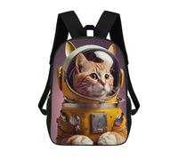 sinyumoney Backpacks Kids School Backpack Cat in Space Suit-4 School Bag 3D Printed School Bag for Boys Elementary And Middle School Students 17inch