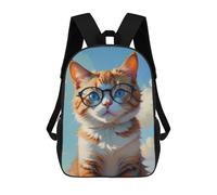 sinyumoney Backpacks Kids School Backpack Cat in Sunglasses Art School Bag 3D Printed School Bag for Boys Elementary And Middle School Students 17inch