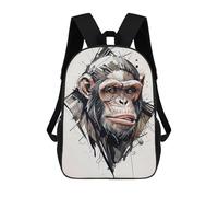 sinyumoney Backpacks Kids School Backpack Chimpanzee Portrait School Bag 3D Printed School Bag for Boys Elementary And Middle School Students 17inch