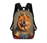 sinyumoney Backpacks Kids School Backpack Chow Chow Dog King School Bag 3D Printed School Bag for Boys Elementary And Middle School Students 17inch