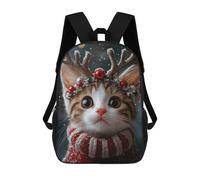 sinyumoney Backpacks Kids School Backpack Christmas Cat with Reindeer Antlers School Bag 3D Printed School Bag for Boys Elementary And Middle School Students 17inch
