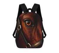 sinyumoney Backpacks Kids School Backpack Close-up of A Horses Eye School Bag 3D Printed School Bag for Boys Elementary And Middle School Students 17inch