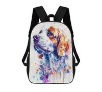 sinyumoney Backpacks Kids School Backpack Clumber Spaniel Watercolor School Bag 3D Printed School Bag for Boys Elementary And Middle School Students 17inch