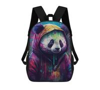 sinyumoney Backpacks Kids School Backpack Colorful Hooded Panda Art Print School Bag 3D Printed School Bag for Boys Elementary And Middle School Students 17inch