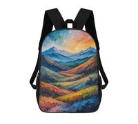 sinyumoney Backpacks Kids School Backpack Colorful Mountain Landscape School Bag 3D Printed School Bag for Boys Elementary And Middle School Students 17inch