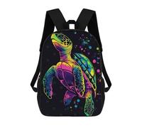 sinyumoney Backpacks Kids School Backpack Colorful Sea Turtle on Black Background School Bag 3D Printed School Bag for Boys Elementary And Middle School Students 17inch