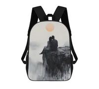 sinyumoney Backpacks Kids School Backpack Couple on Clifftop with Serene Sunset Glow School Bag 3D Printed School Bag for Boys Elementary And Middle School Students 17inch
