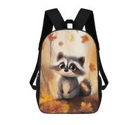 sinyumoney Backpacks Kids School Backpack Cozy Raccoon in Autumn School Bag 3D Printed School Bag for Boys Elementary And Middle School Students 17inch