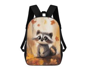 sinyumoney Backpacks Kids School Backpack Cozy Raccoon in Autumn School Bag 3D Printed School Bag for Boys Elementary And Middle School Students 17inch