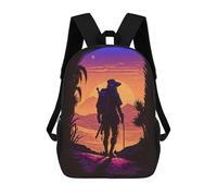 sinyumoney Backpacks Kids School Backpack Desert Explorer Silhouette School Bag 3D Printed School Bag for Boys Elementary And Middle School Students 17inch