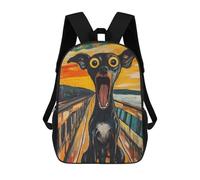 sinyumoney Backpacks Kids School Backpack Dog Scream Painting School Bag 3D Printed School Bag for Boys Elementary And Middle School Students 17inch