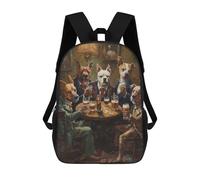 sinyumoney Backpacks Kids School Backpack Dogs Beer In A Tavern School Bag 3D Printed School Bag for Boys Elementary And Middle School Students 17inch