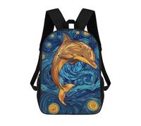 sinyumoney Backpacks Kids School Backpack Dolphin in Starry Night Style School Bag 3D Printed School Bag for Boys Elementary And Middle School Students 17inch