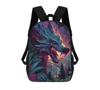 sinyumoney Backpacks Kids School Backpack Dragon Lush Landscape School Bag 3D Printed School Bag for Boys Elementary And Middle School Students 17inch