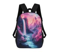 sinyumoney Backpacks Kids School Backpack Fantasy Waterfall Landscape Cherry Blossom School Bag 3D Printed School Bag for Boys Elementary And Middle School Students 17inch