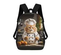 sinyumoney Backpacks Kids School Backpack Fat Cat Chef School Bag 3D Printed School Bag for Boys Elementary And Middle School Students 17inch