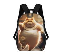 sinyumoney Backpacks Kids School Backpack Fat Cat Doing Zomba School Bag 3D Printed School Bag for Boys Elementary And Middle School Students 17inch