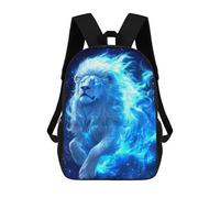 sinyumoney Backpacks Kids School Backpack Fiery White Lion School Bag 3D Printed School Bag for Boys Elementary And Middle School Students 17inch