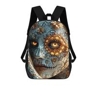 sinyumoney Backpacks Kids School Backpack Floral Skull Face Art School Bag 3D Printed School Bag for Boys Elementary And Middle School Students 17inch