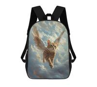 sinyumoney Backpacks Kids School Backpack Flying Cat with Wings Bengal Cat Angel School Bag 3D Printed School Bag for Boys Elementary And Middle School Students 17inch