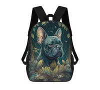 sinyumoney Backpacks Kids School Backpack French Bulldog Dog Forest School Bag 3D Printed School Bag for Boys Elementary And Middle School Students 17inch