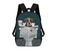 sinyumoney Backpacks Kids School Backpack Funny Bathroom School Bag 3D Printed School Bag for Boys Elementary And Middle School Students 17inch