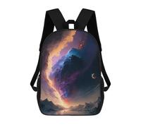 sinyumoney Backpacks Kids School Backpack Galactic Aurora Over Snowy Peaks School Bag 3D Printed School Bag for Boys Elementary And Middle School Students 17inch