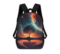 sinyumoney Backpacks Kids School Backpack Galactic Tree Reflection -1 School Bag 3D Printed School Bag for Boys Elementary And Middle School Students 17inch