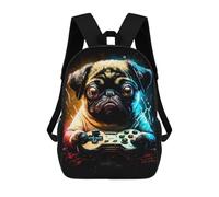sinyumoney Backpacks Kids School Backpack Game Master Pug School Bag 3D Printed School Bag for Boys Elementary And Middle School Students 17inch