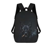 sinyumoney Backpacks Kids School Backpack German Shepherd Cigar School Bag 3D Printed School Bag for Boys Elementary And Middle School Students 17inch