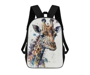 sinyumoney Backpacks Kids School Backpack Giraffe Watercolor School Bag 3D Printed School Bag for Boys Elementary And Middle School Students 17inch