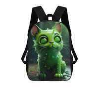 sinyumoney Backpacks Kids School Backpack Glowing Green Kitten School Bag 3D Printed School Bag for Boys Elementary And Middle School Students 17inch