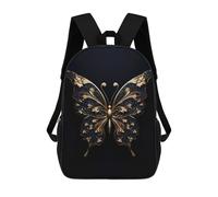 sinyumoney Backpacks Kids School Backpack Gold Dark Butterfly School Bag 3D Printed School Bag for Boys Elementary And Middle School Students 17inch