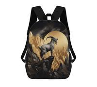 sinyumoney Backpacks Kids School Backpack Gold X Mountain Goat School Bag 3D Printed School Bag for Boys Elementary And Middle School Students 17inch