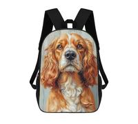 sinyumoney Backpacks Kids School Backpack Golden Cocker Spaniel Portrait School Bag 3D Printed School Bag for Boys Elementary And Middle School Students 17inch