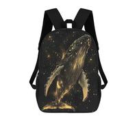 sinyumoney Backpacks Kids School Backpack Golden Whale in Space School Bag 3D Printed School Bag for Boys Elementary And Middle School Students 17inch