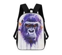 sinyumoney Backpacks Kids School Backpack Gorilla Watercolor School Bag 3D Printed School Bag for Boys Elementary And Middle School Students 17inch