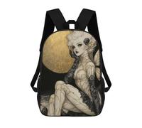 sinyumoney Backpacks Kids School Backpack Gothic Kintsugi Fairy Under A Golden Moon School Bag 3D Printed School Bag for Boys Elementary And Middle School Students 17inch