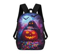 sinyumoney Backpacks Kids School Backpack Halloween Pumpkin & Grim Reaper School Bag 3D Printed School Bag for Boys Elementary And Middle School Students 17inch