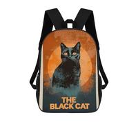 sinyumoney Backpacks Kids School Backpack Halloween The Black Cat School Bag 3D Printed School Bag for Boys Elementary And Middle School Students 17inch