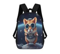 sinyumoney Backpacks Kids School Backpack Hamster Astronaut in Space School Bag 3D Printed School Bag for Boys Elementary And Middle School Students 17inch